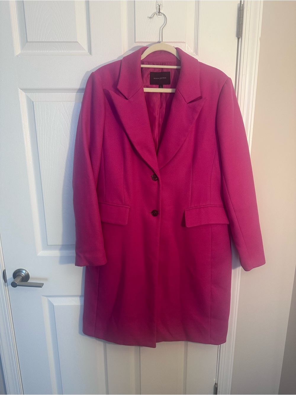 Women's Fuchsia Single-Breasted Wool-Blend Coat by Banana Republic